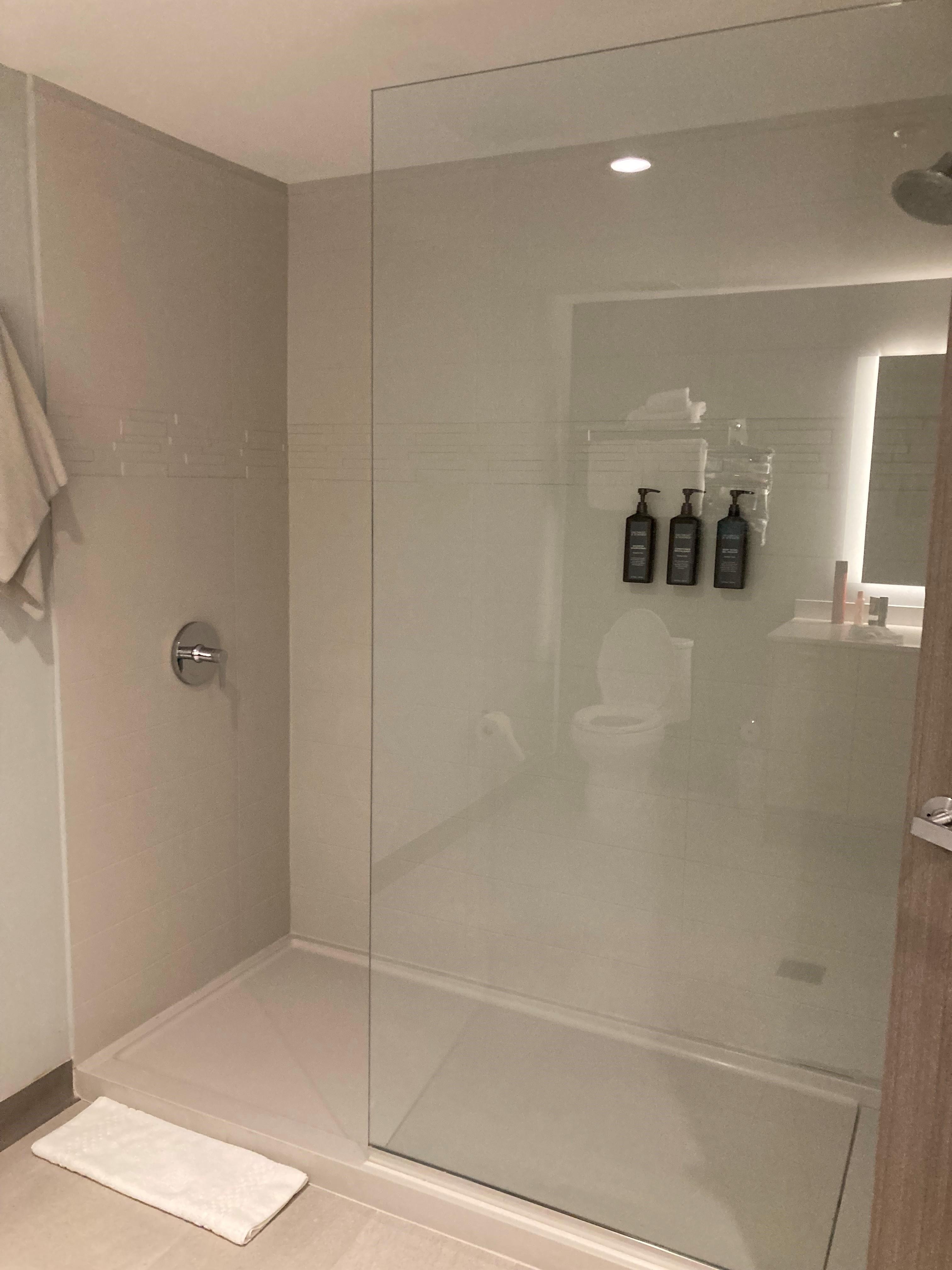 bathroom with walk-in shower. 