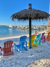 Little own beach with beach chairs and place to take off your kayak or board.
