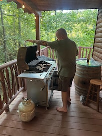 Gas grill with propane was provided.