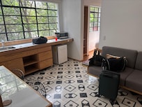 This was a duplex/suite, with a large and comfortable common space.