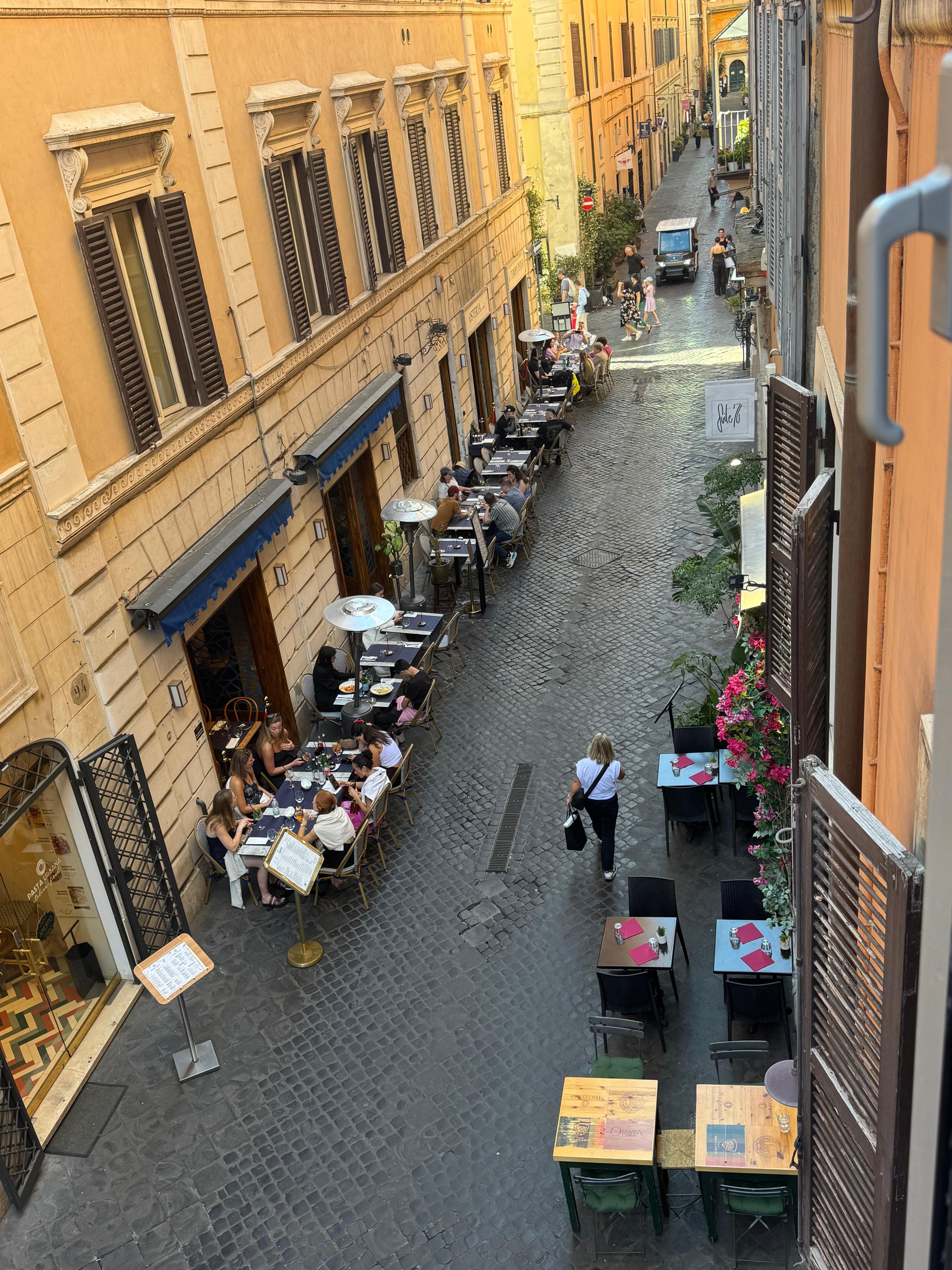 The street view from the apartment window. 