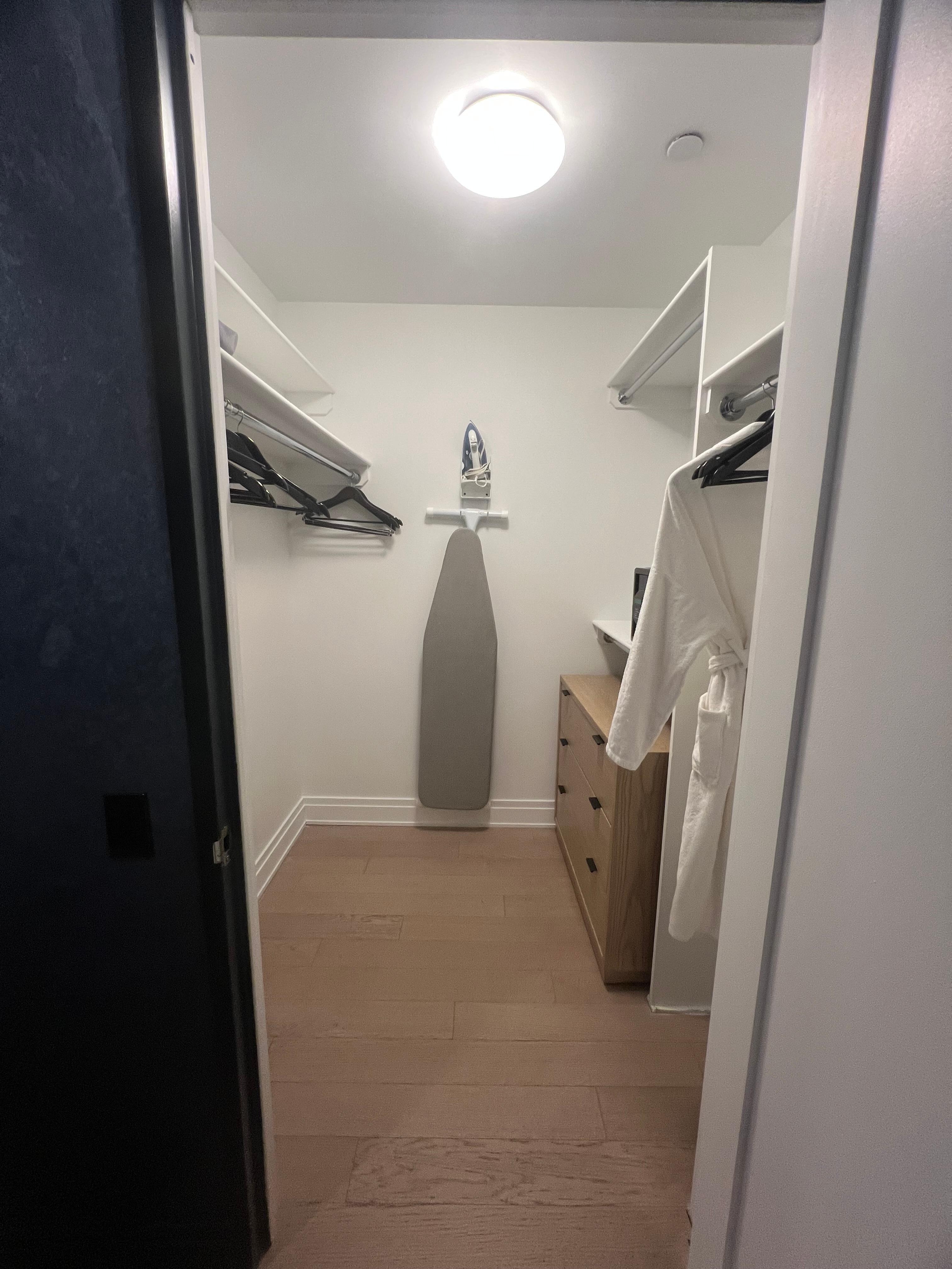 Walk in wardrobe in room