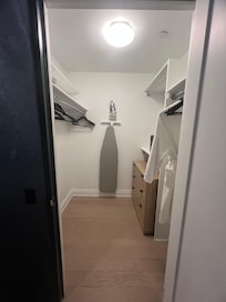 Walk in wardrobe in room