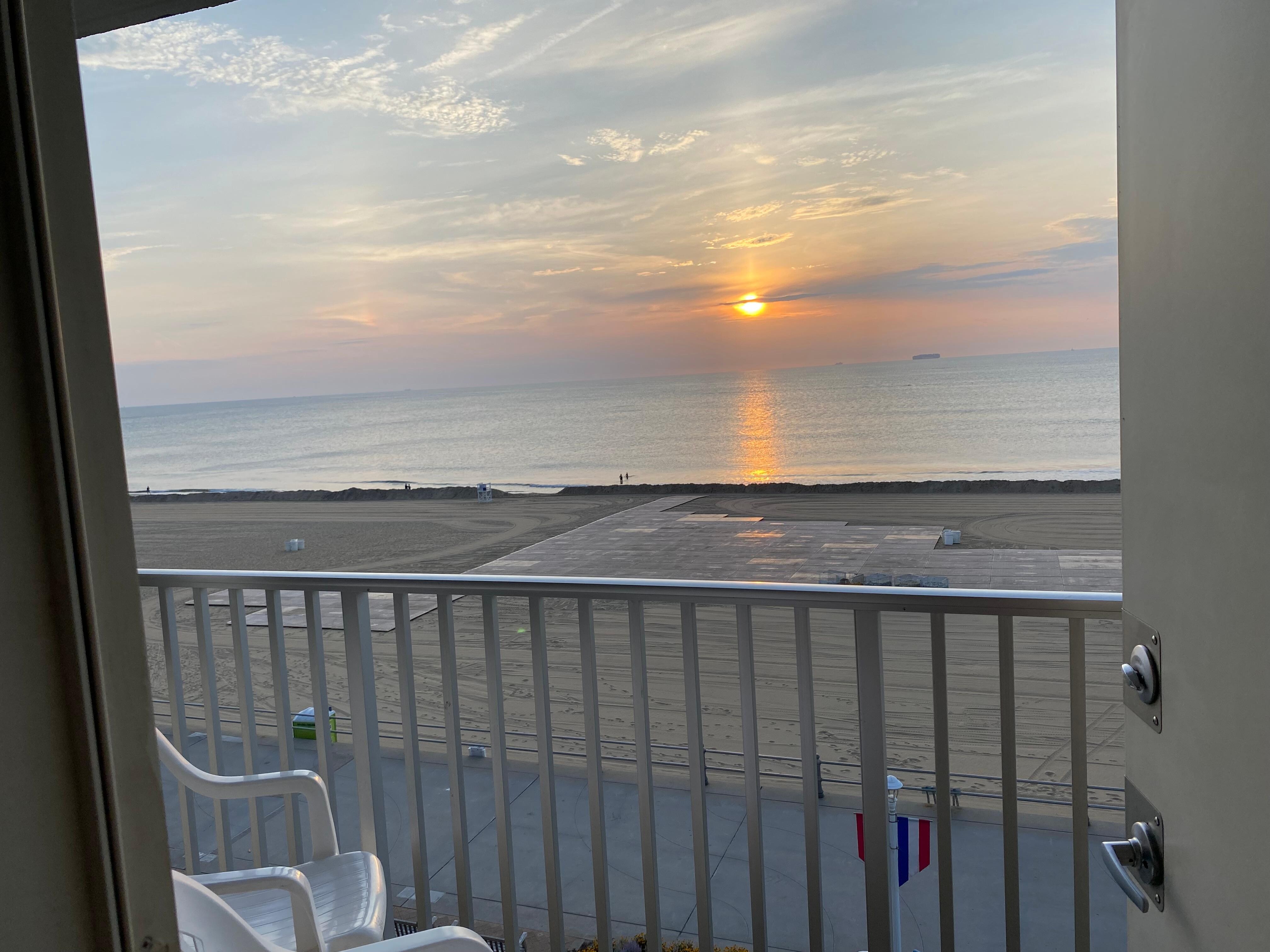 Sunrise view from the 5th floor balcony. 