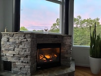 bedroom fireplace on a crisp morning.