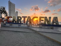 The hotel is the tall one to the left