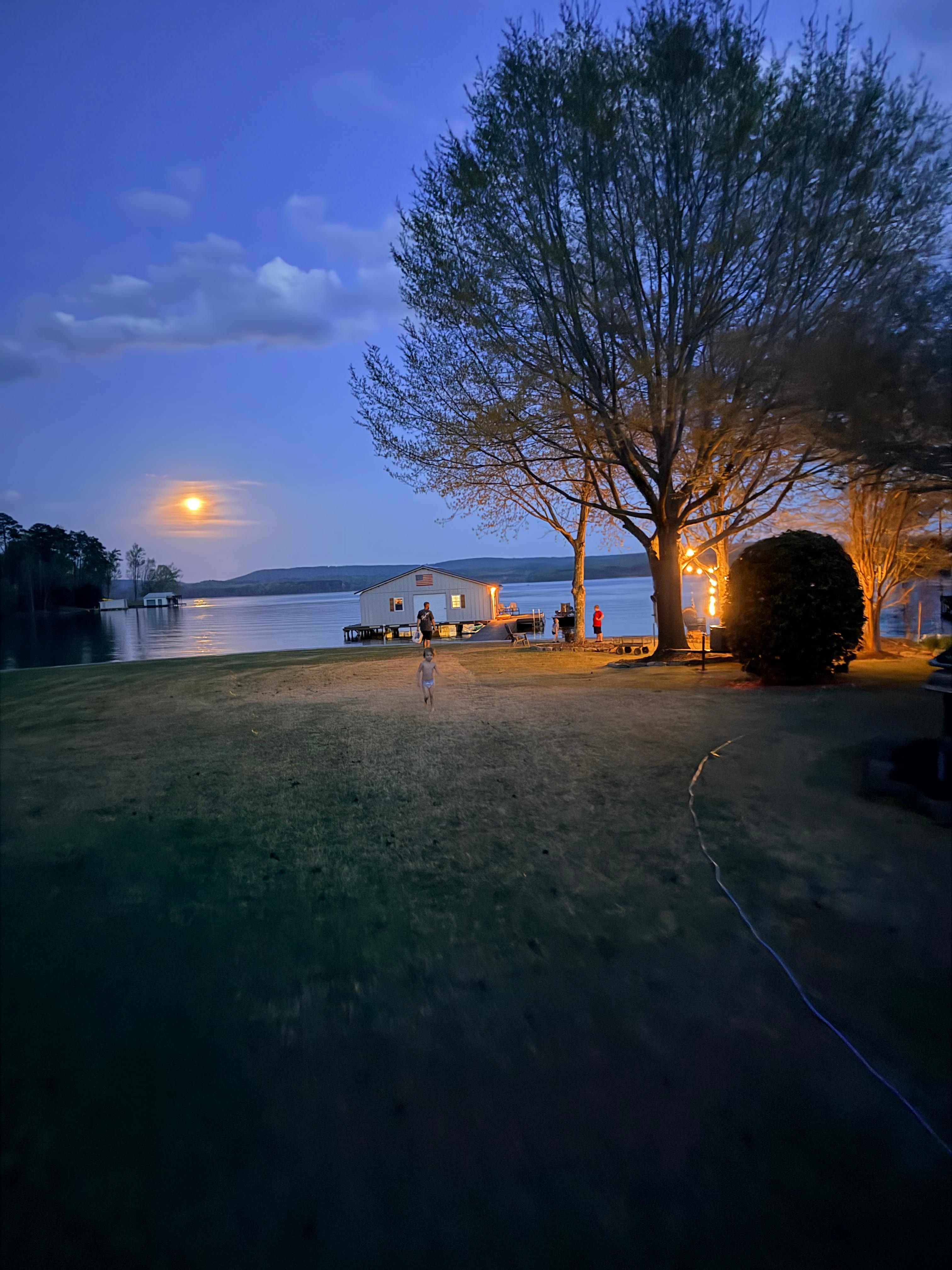 Beautiful watching the moon rise