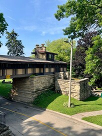 Prairie style buildings built by the WPA at Eagle Harbor Park