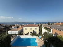 view of the pool from the room upstairs