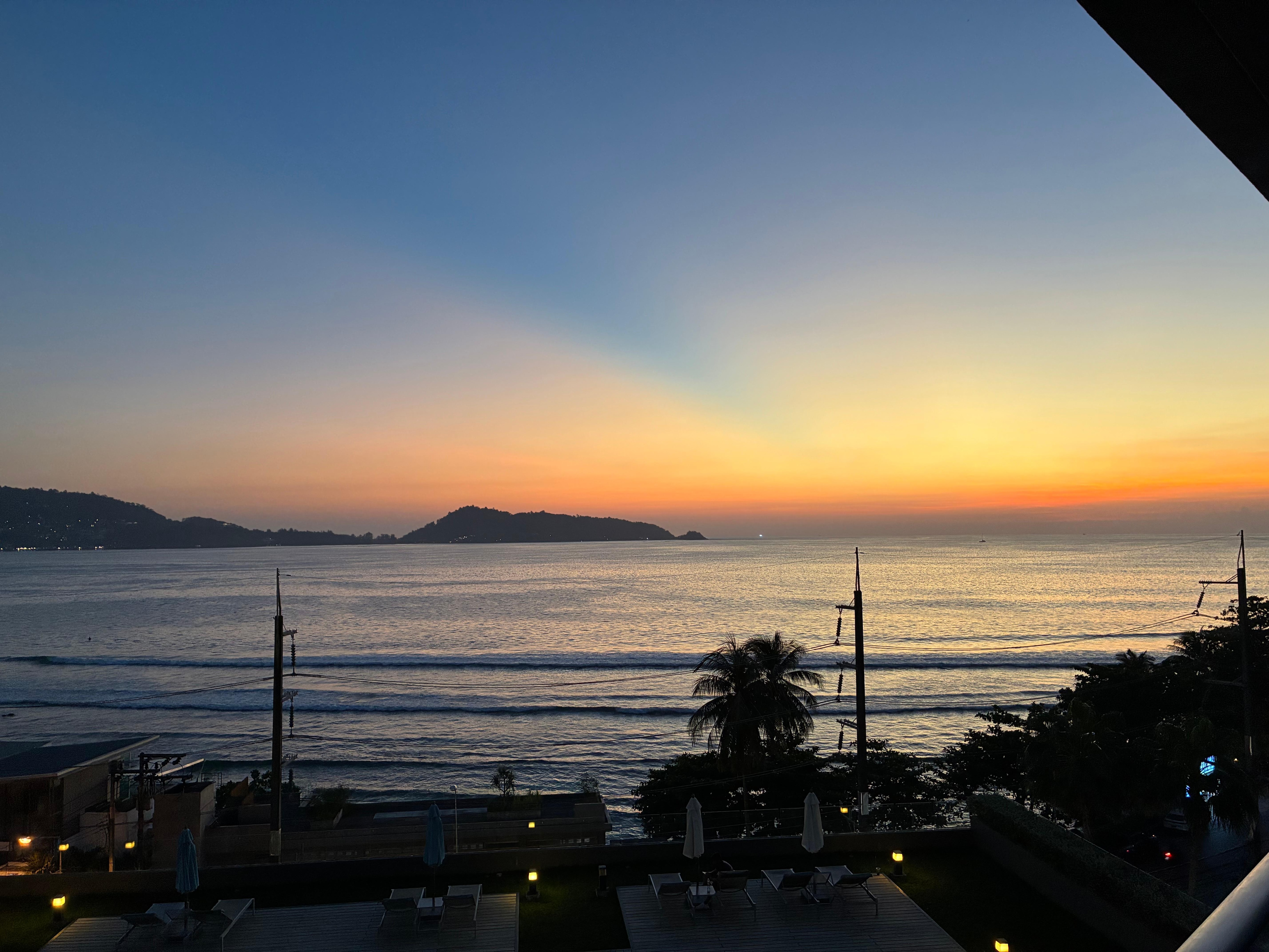 View from room at sunset