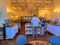 Breakfast was a large spread. Not a big fan of what was offered but lots to choose from and a beautiful setting!