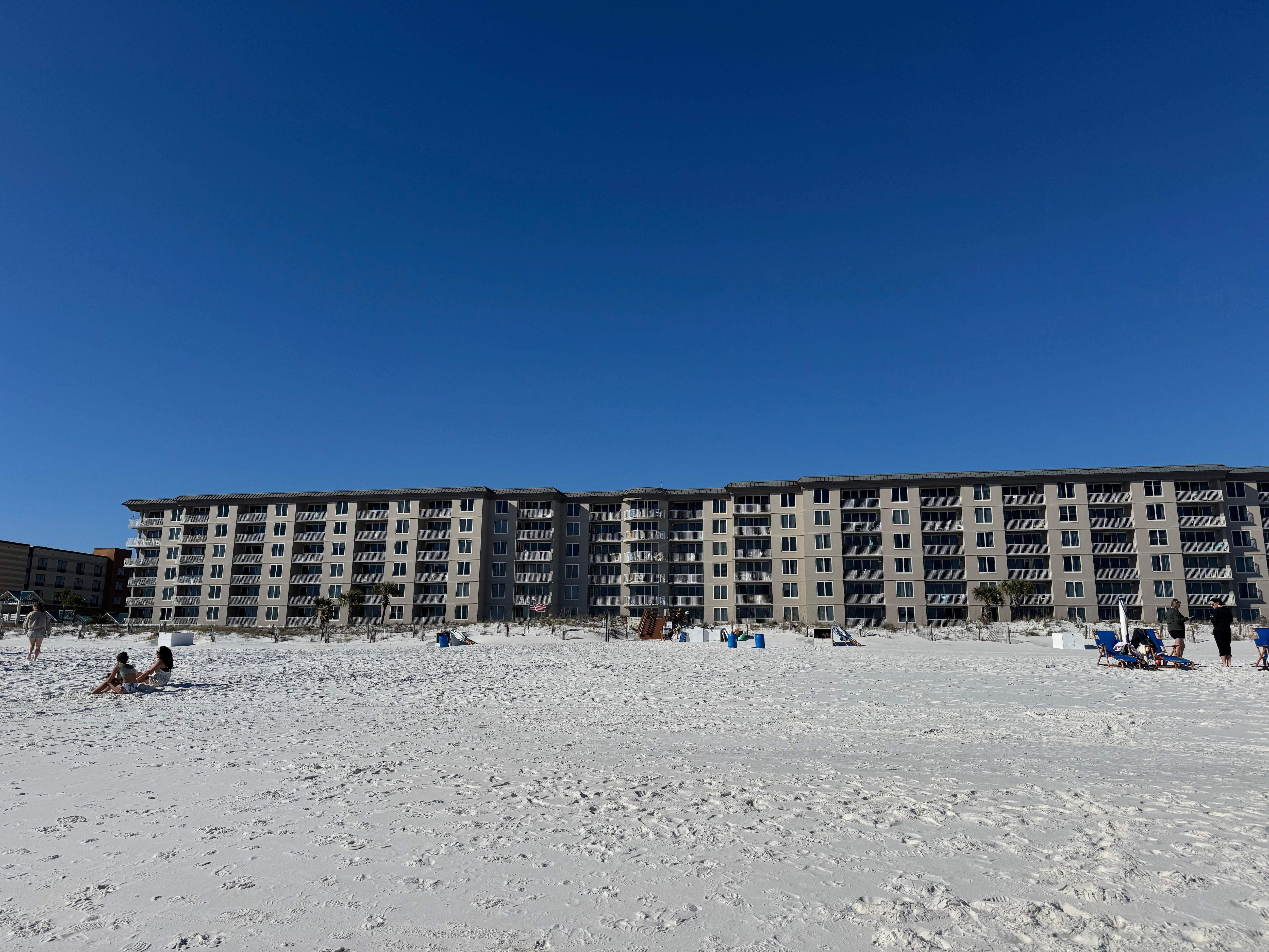 From the beach looking back at the Island Princess building