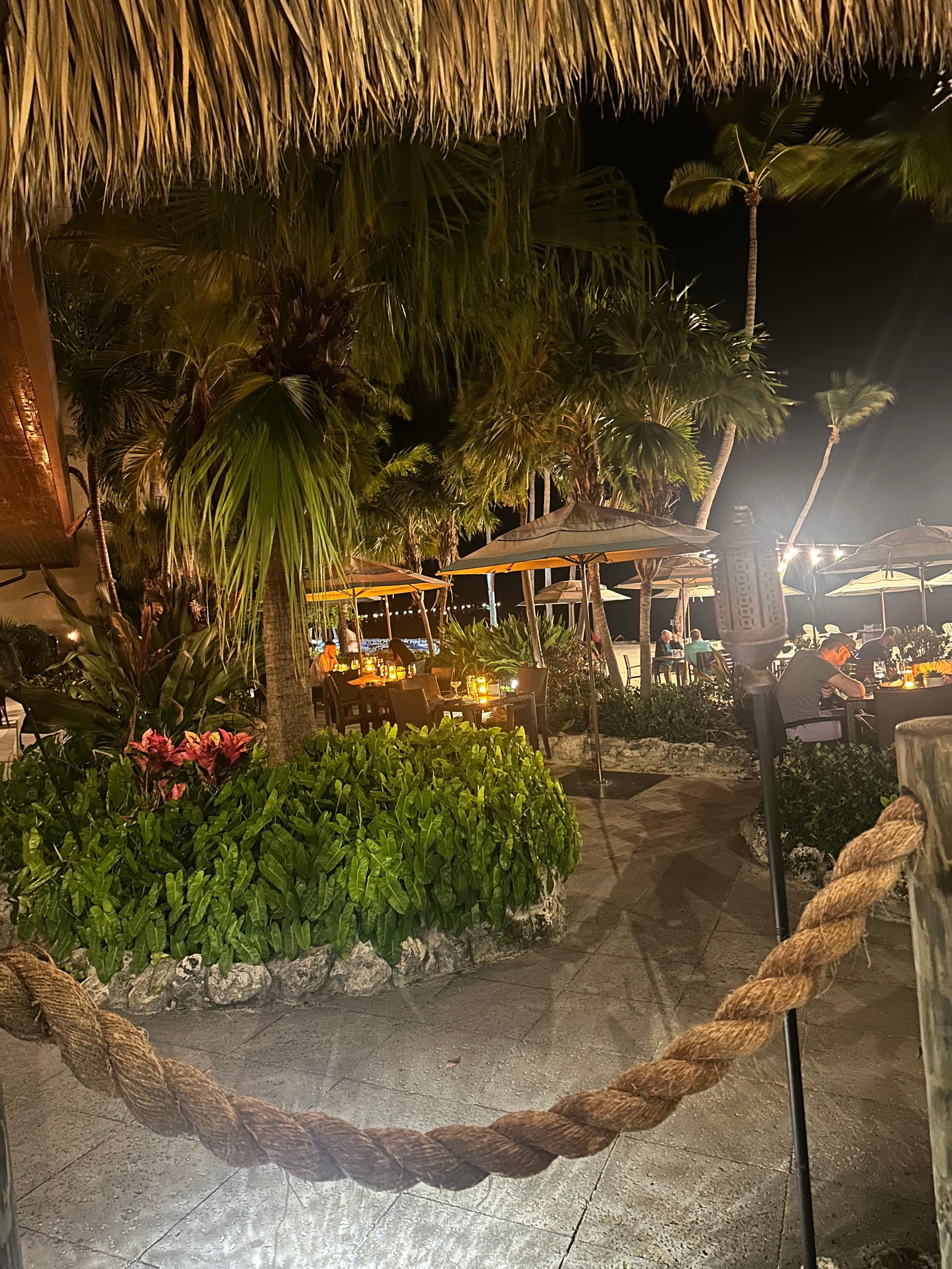 Tiki bar at night
