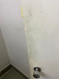 Dirty bathrooms door