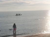 Out on Lake Michigan enjoying one of the two 2-person kayaks the property provides