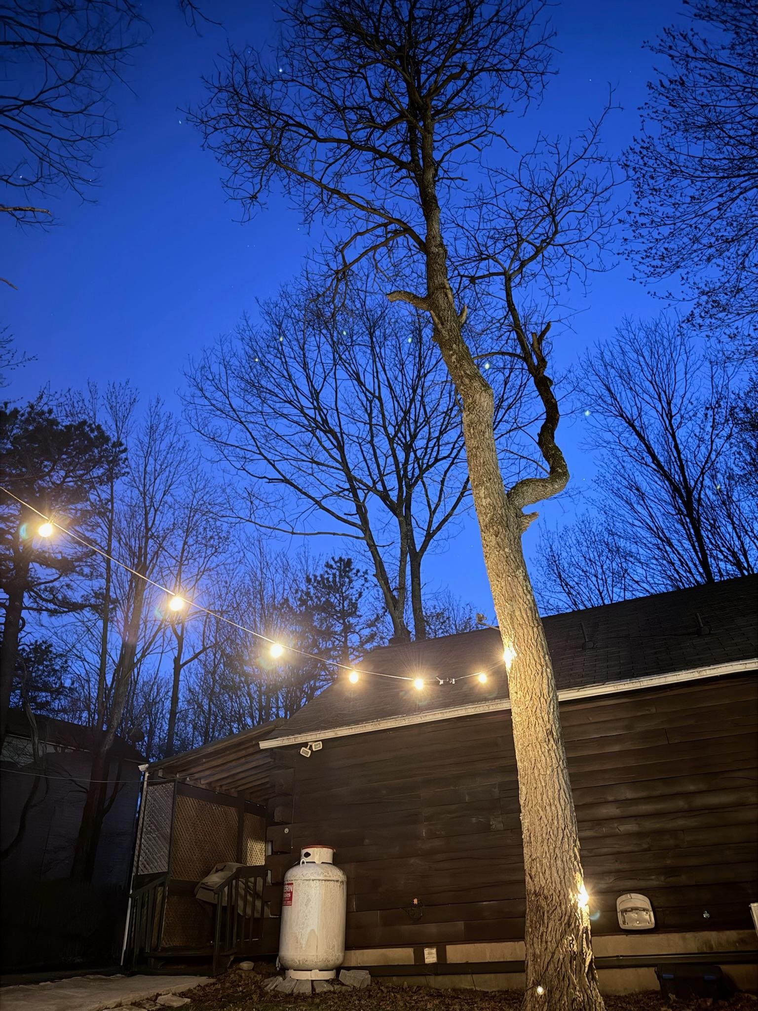 The only photo I took at the house.  From the hot tub in the back yard.  