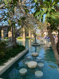 Stunning pool with swim up bar