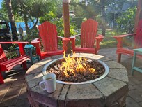 Enjoying a morning cup of coffee...too early to make S'mores.