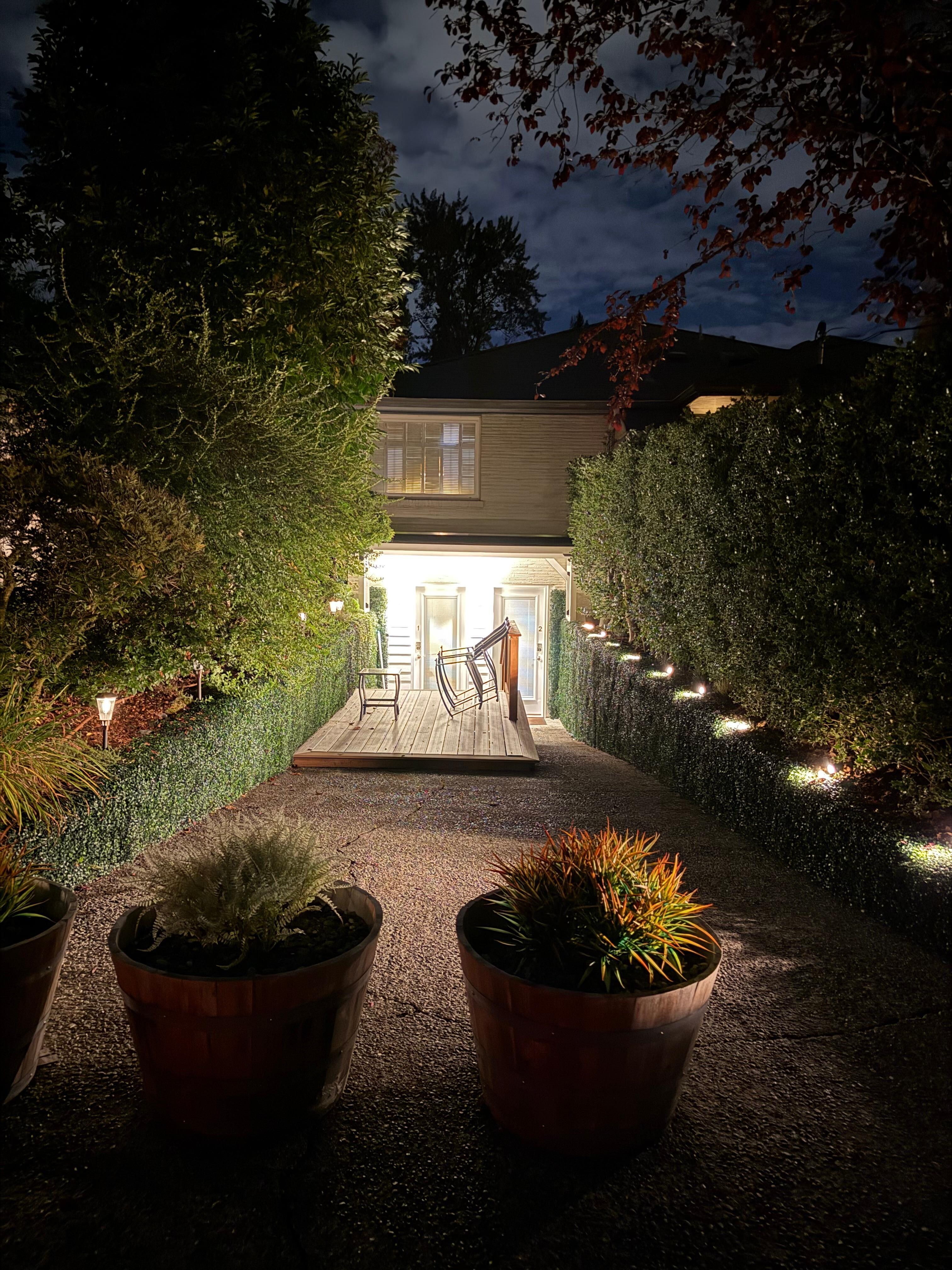 Lighted pathway to unit 1