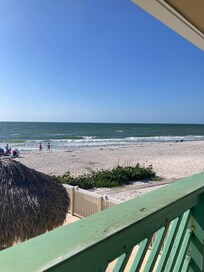 Clear sky and water for miles.