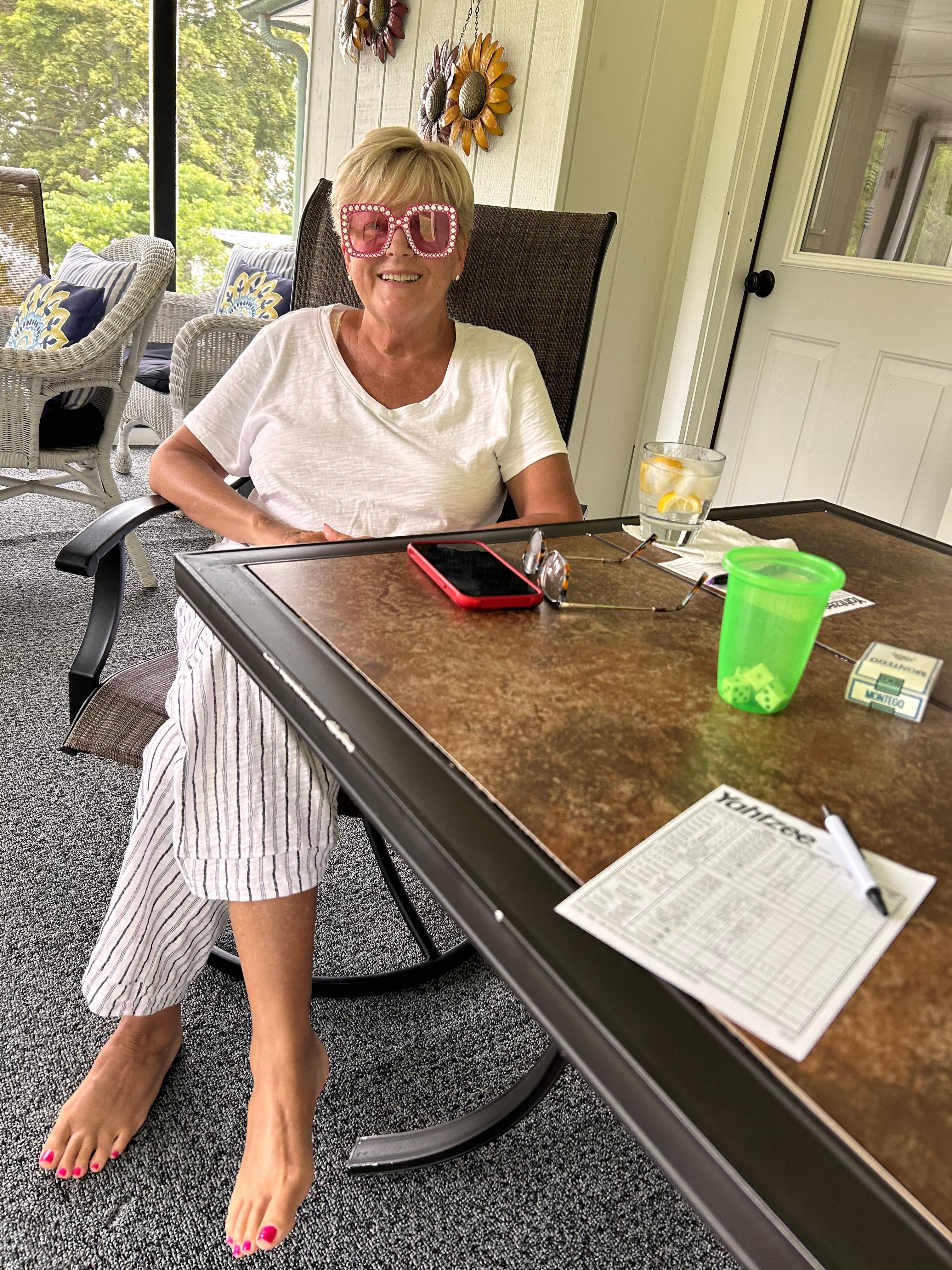 Fun on the screened in porch