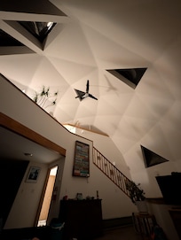 Looking up at the beautiful dome and loft area.