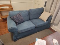 Tired cheap couch, not a nice sitting environment. Feels stuffy, dark. Aircon not working as expected on hot adelaide evening on arrival.