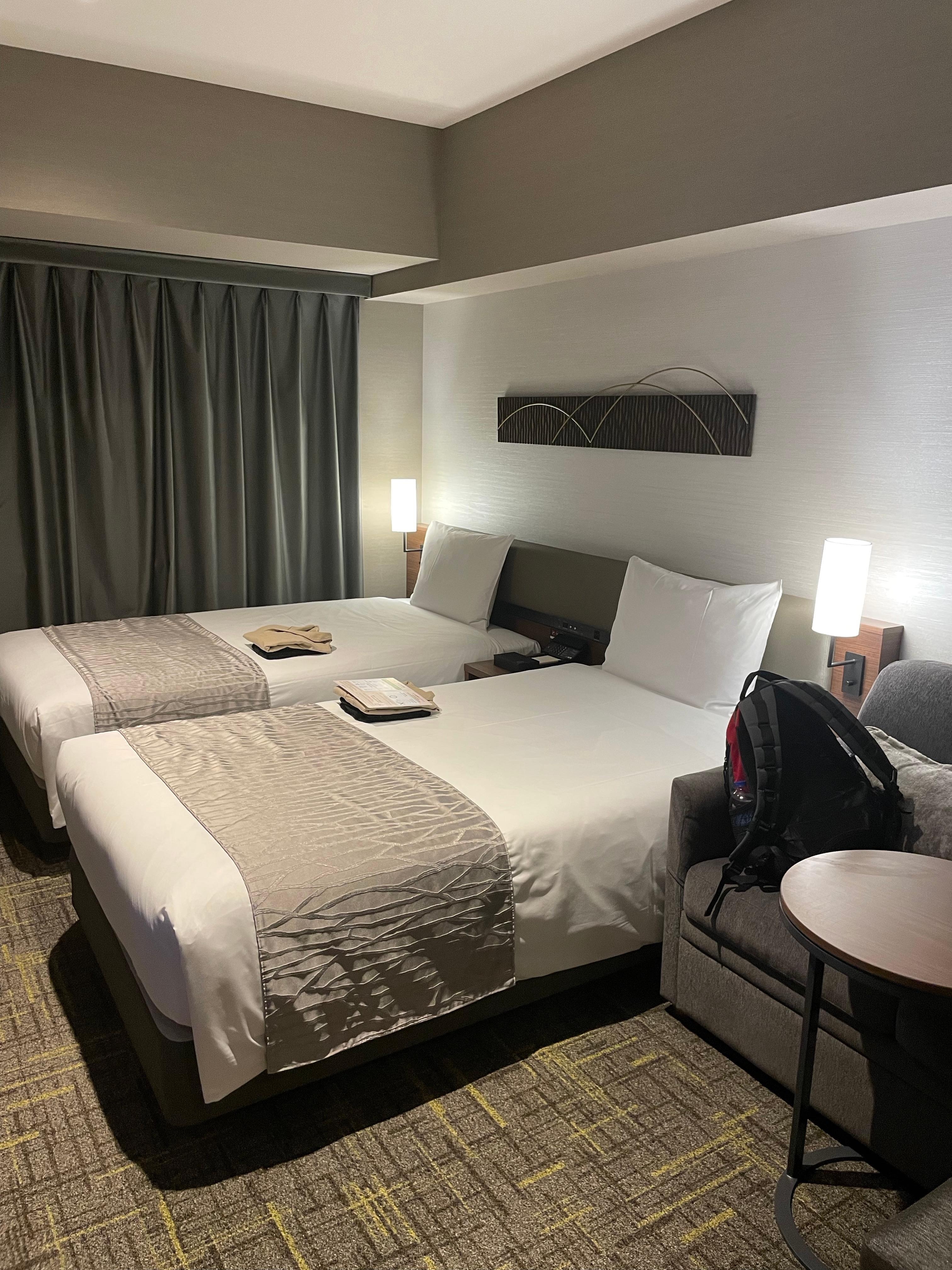 Our room, small but adequate. Beds hard.