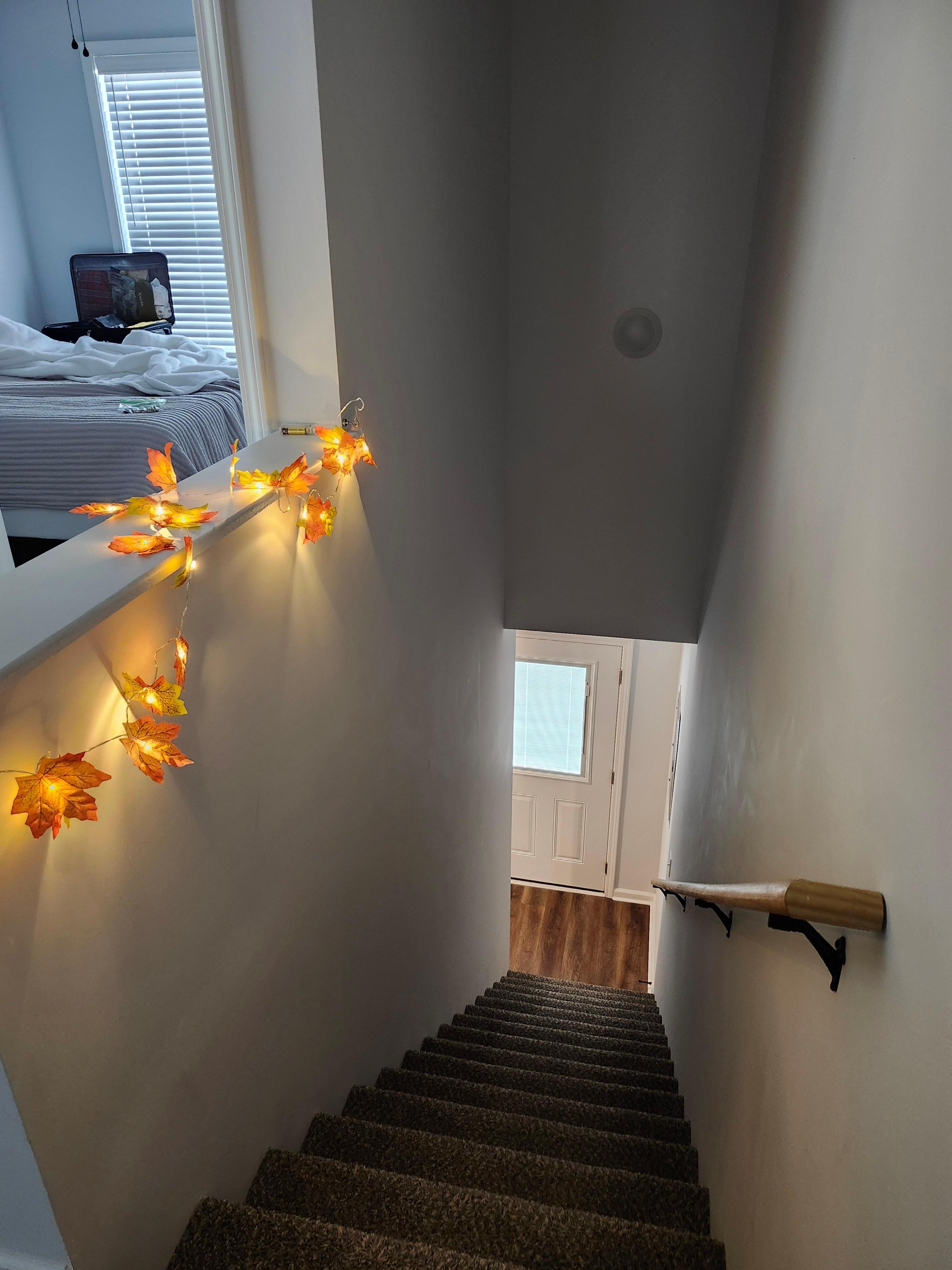 Stairs with fall decorations 