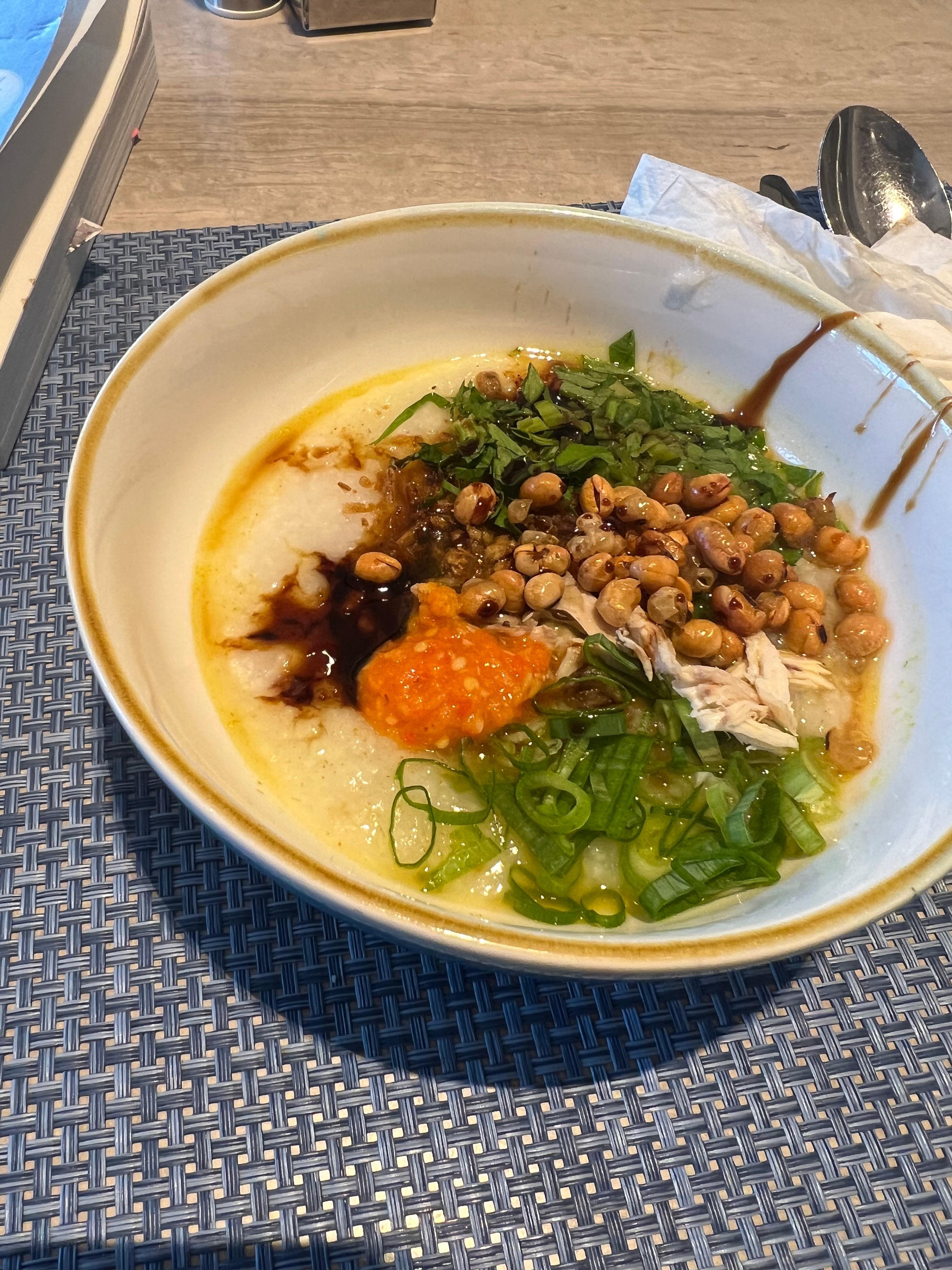 Bubur Ayam for breakfast! Delicious :)