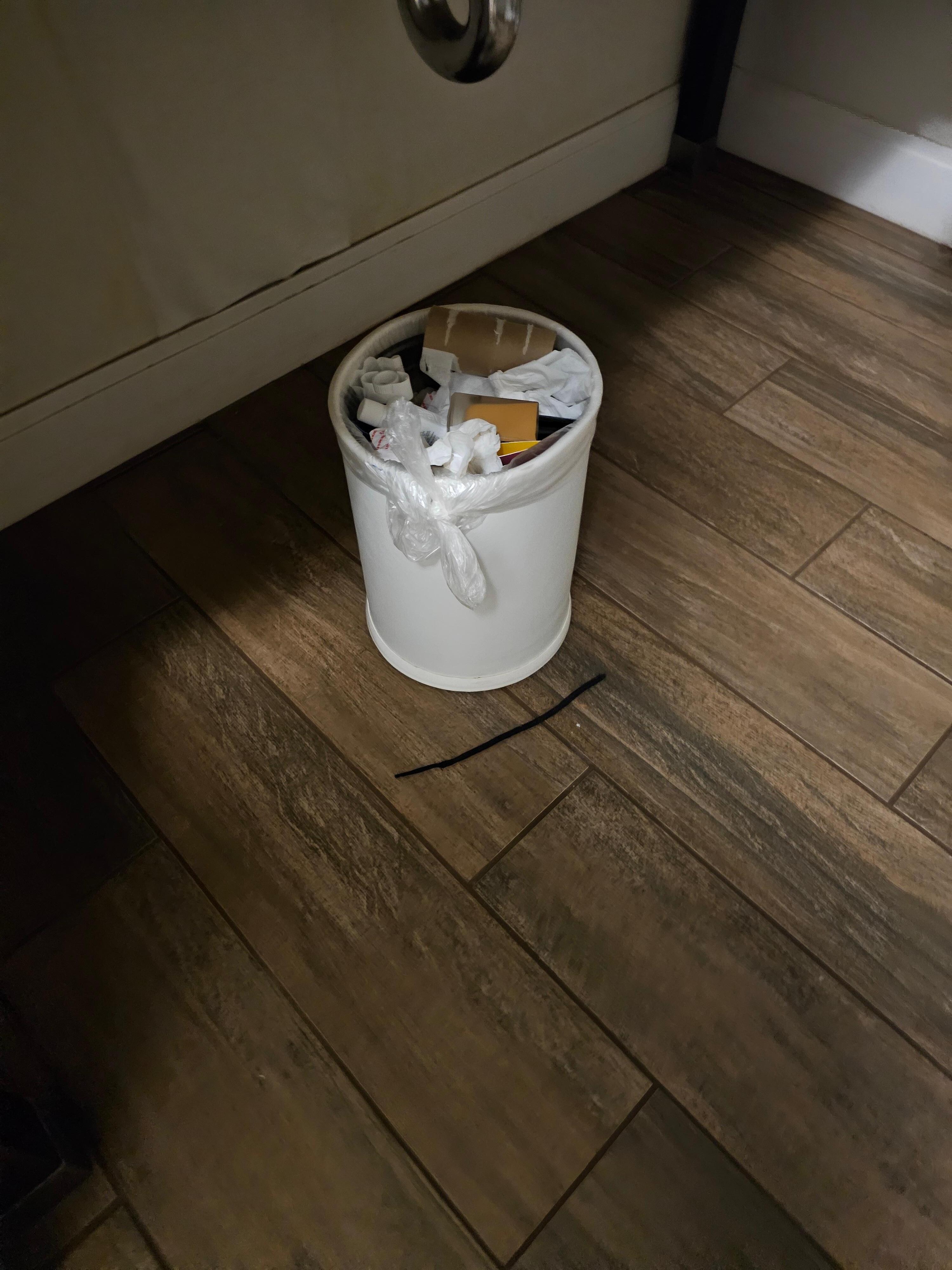 Trash in bathroom