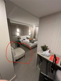 The chair that had the infestation and bites resulted within minutes. Never stayed long enough to see if anything else was infested.