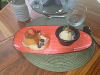 The coconut ice cream that came with the flan was amazing