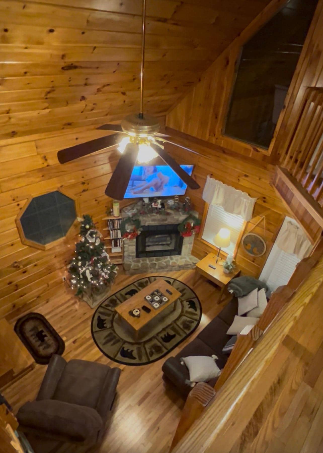 Picture taken from upstairs looking down on the living room