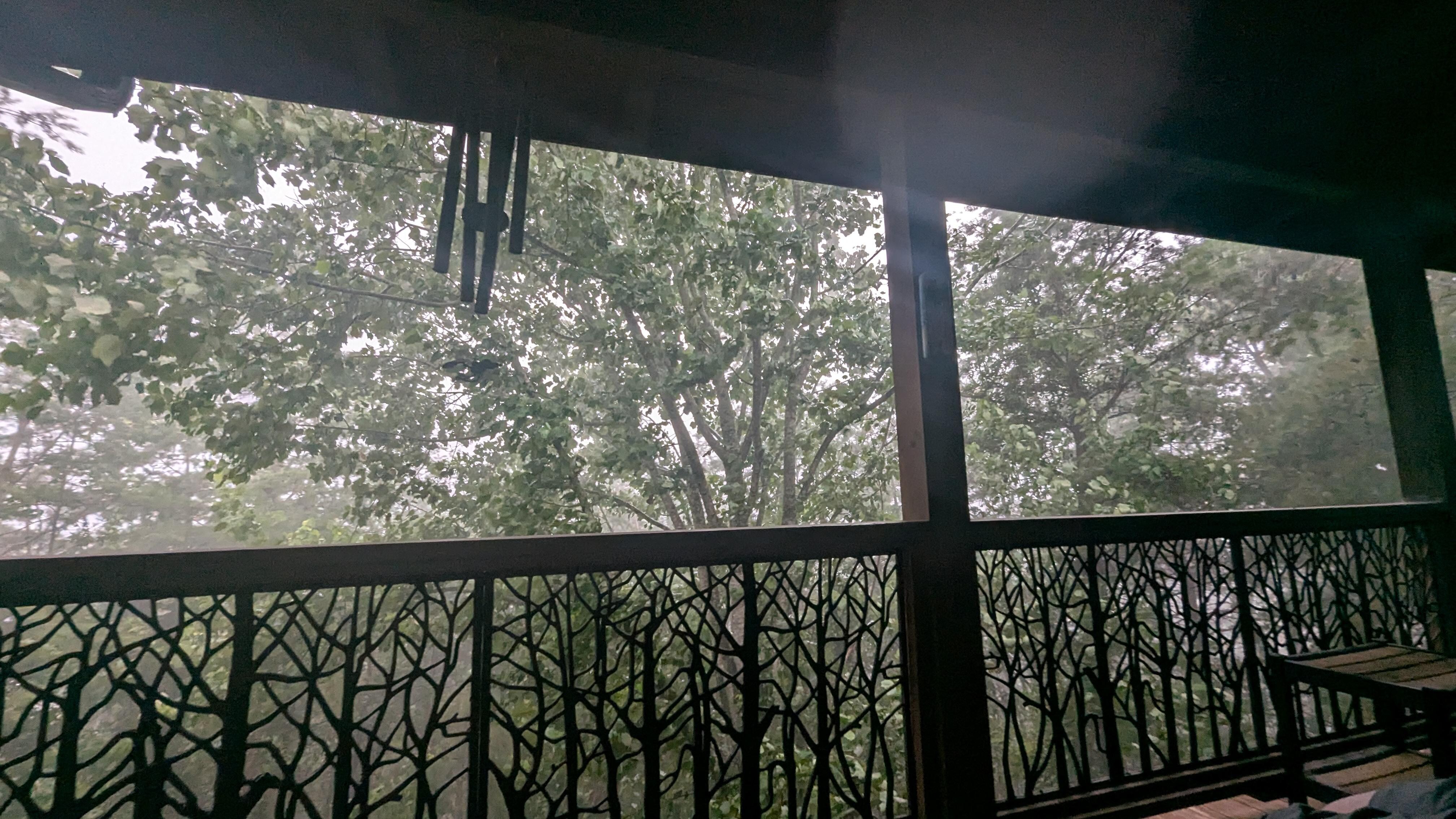 Sitting on the top porch during a storm