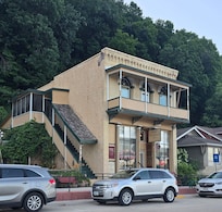 The apartment was upstairs with a great view of the river