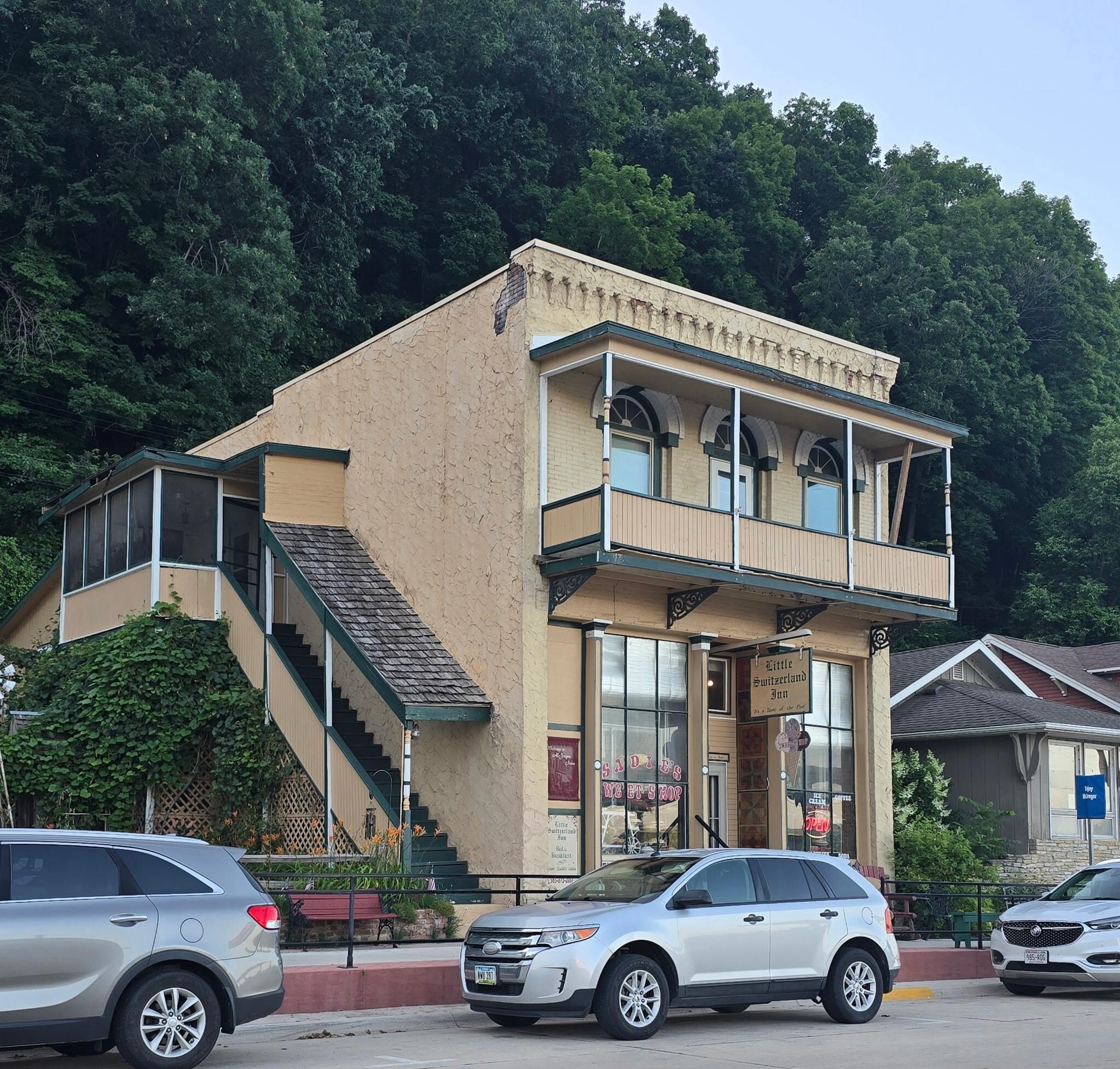 The apartment was upstairs with a great view of the river