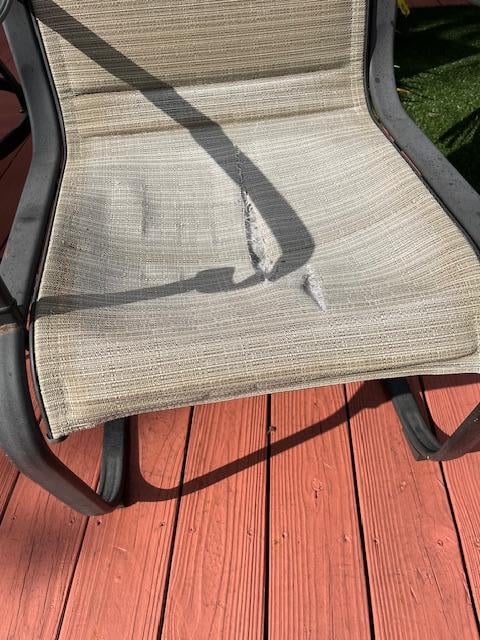 Chair ripped when sat on
