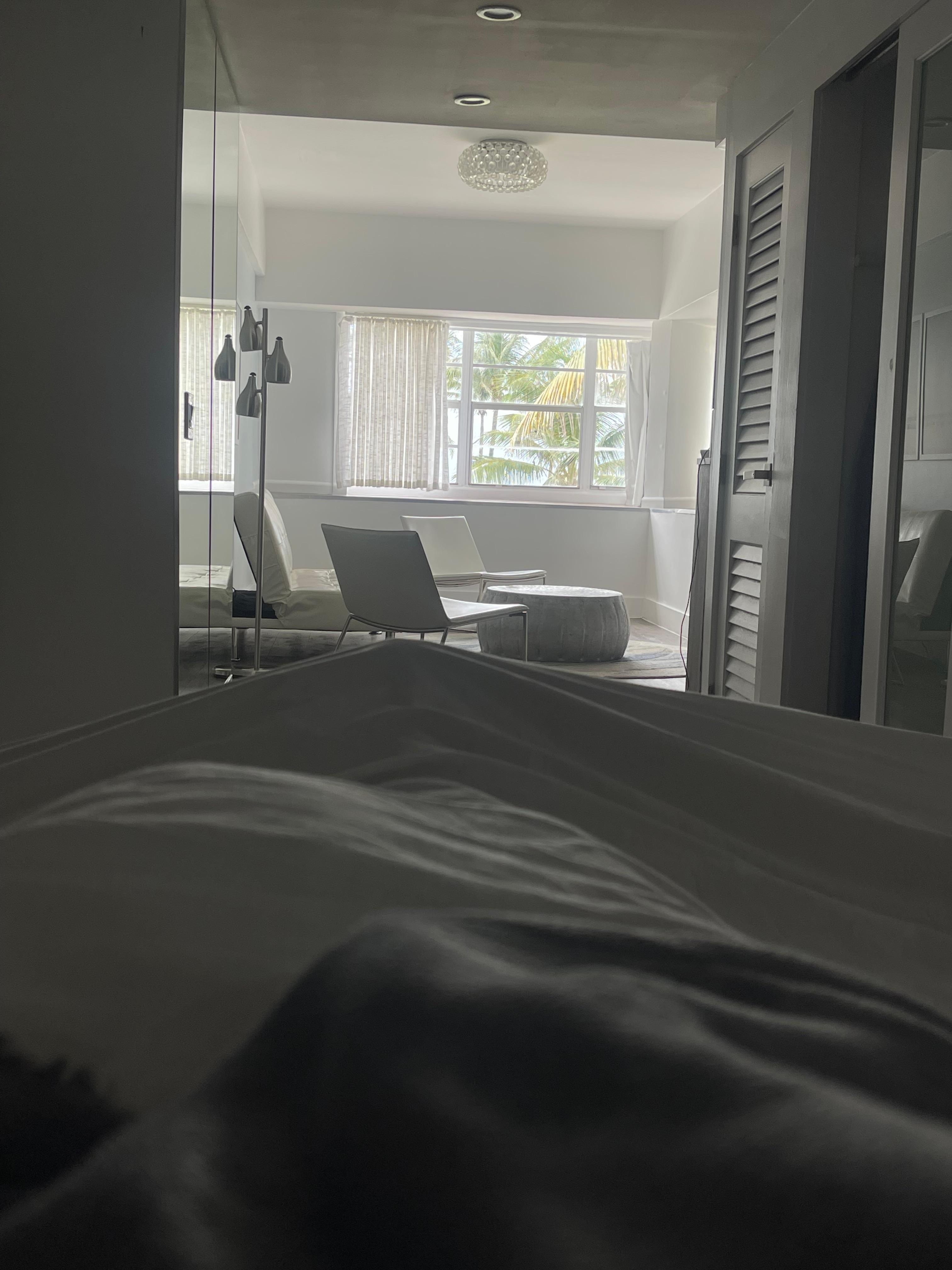 View from my bed into the rest of the room/ corner suite