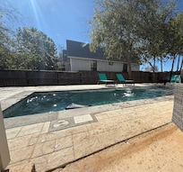 heated pool on a beautiful 45 degree sunny day!