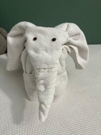 Déco faite avec les serviettes une belle surprise quand on est rentré les enfants ont adorés !!
