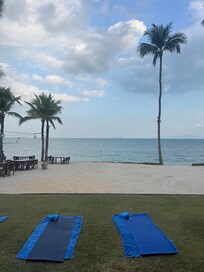 Morning yoga on the beach