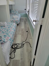 Trip hazard with long extension cord.