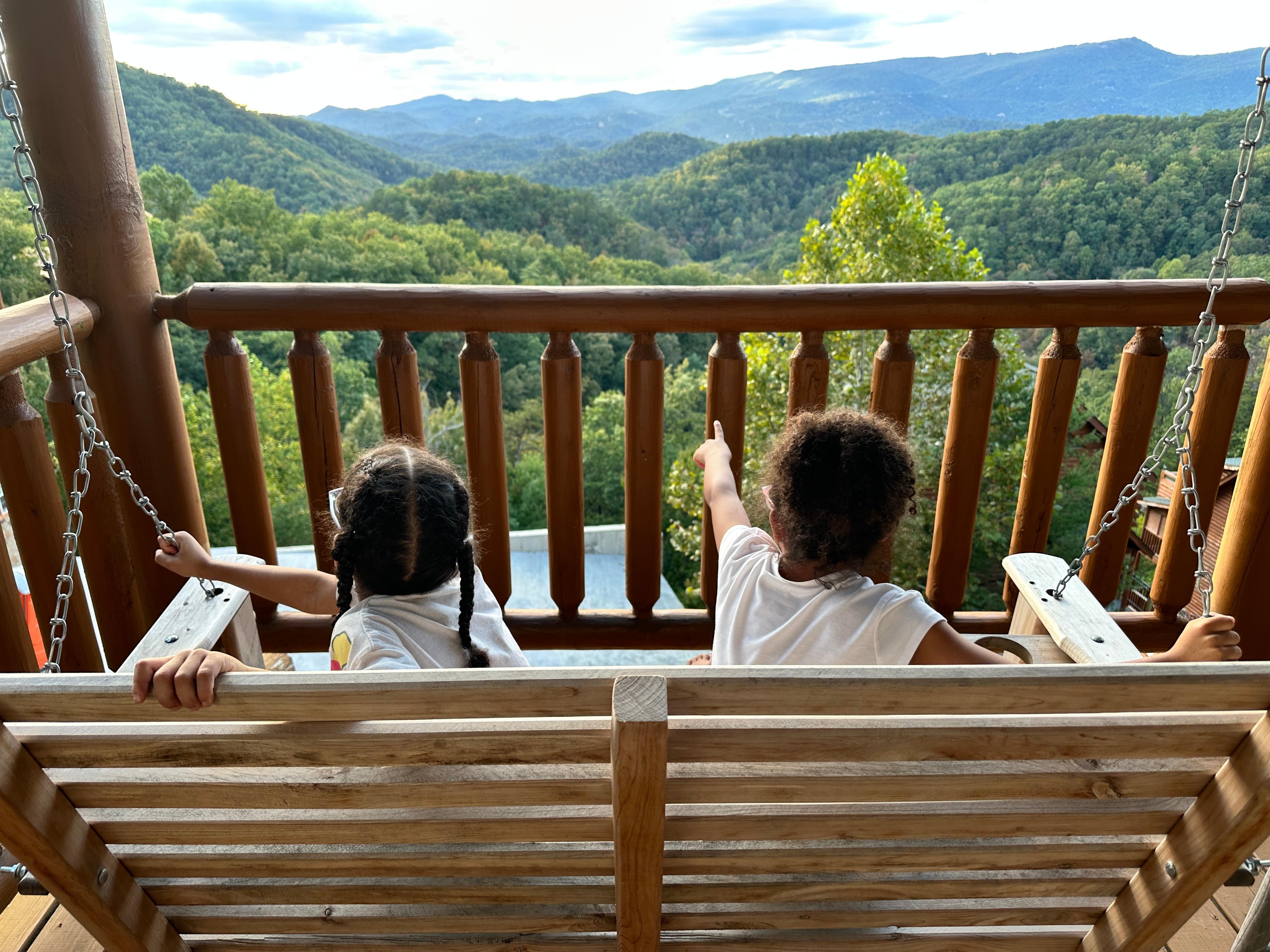 View from second floor deck swing