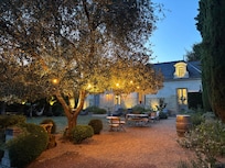 The main house at dusk