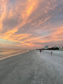 Sunset looking north along Indian Rocks Beach. Minutes away from the cottage.
