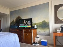 Beautiful wall art and nice furniture.
