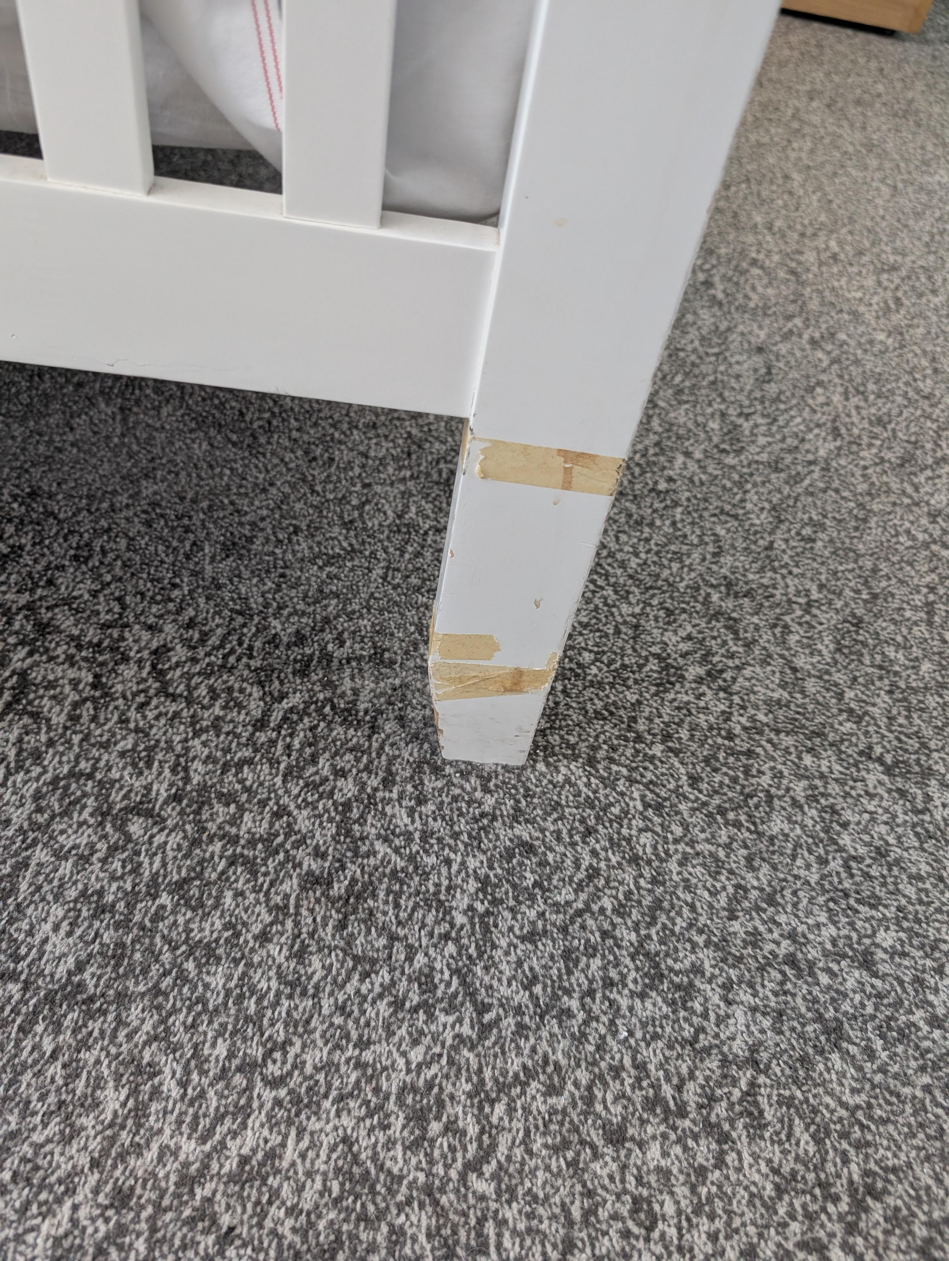 Tape on 2 of the bed legs