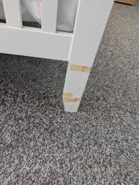 Tape on 2 of the bed legs