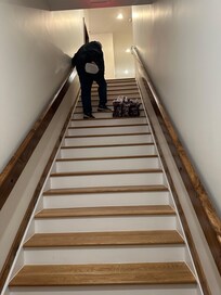 Once inside the outside door, you have another set of stairs. Very hard to manage luggage for me and my husband who is disabled. Impossible if he had been in a wheelchair.